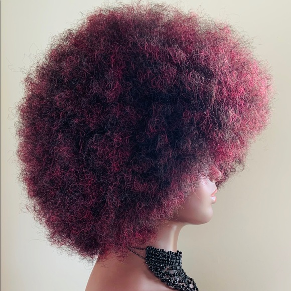 Big & Beautiful Burgundy Premium Synthetic Fiber Afro Wig for Daily Wear/Events - Picture 3 of 4